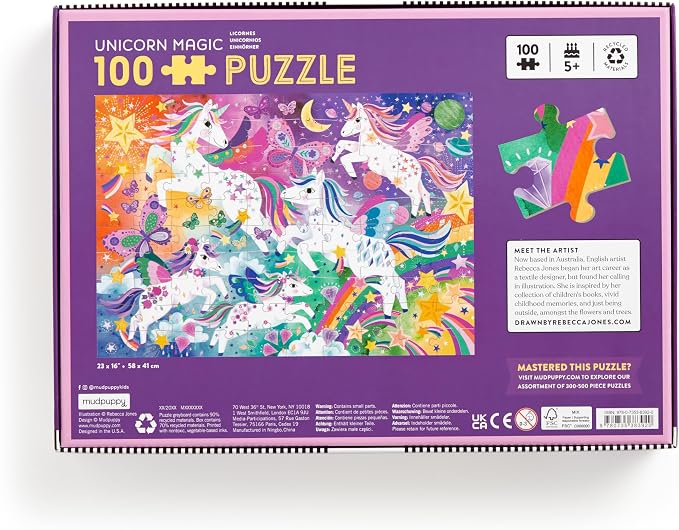 Mudpuppy Unicorn Magic – 100 Piece Jigsaw Puzzle with Colorful and Fun Illustrations of Sparkling Unicorns for Children Ages 5 and Up