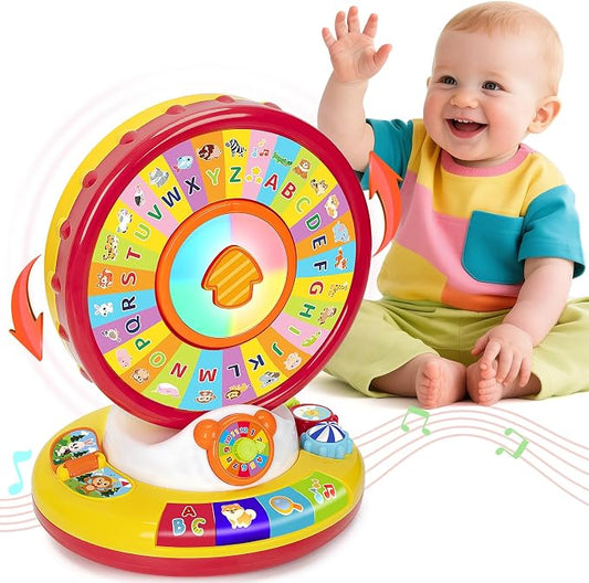 Toys for 1 2 3 Year Old Boys Girls, Musical Spin and Sing Alphabet Zoo, Learning Toys for Toddlers 1-3, Educational Interactive Toys, Christmas Birthday Gift for Baby Age 6-9-12-18 Months (Red)