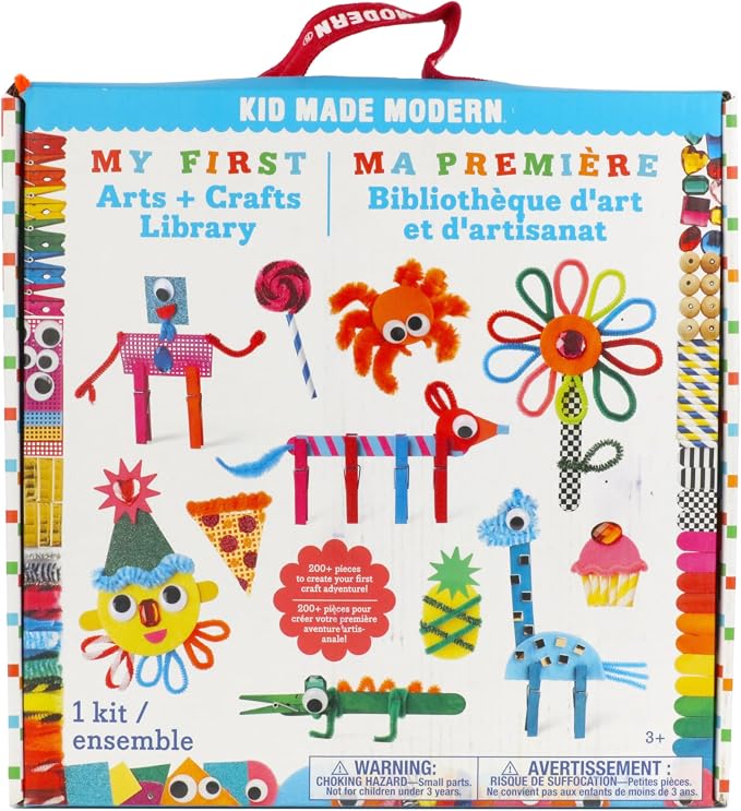 Kid Made Modern My First Arts & Crafts Set for Kids Ages 3 4 5 6 7 8+ - Ideal Preschool Craft Kits for Boys & Girls Toddler - 200+ Pieces Bulk Craft Supplies & Materials Kit for Fun Art Projects
