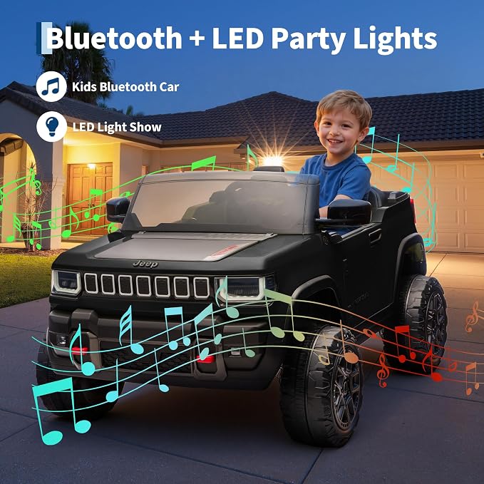 Garvee 24v Licensed Kids Ride on Car, 2 Seater Electric Truck for Big Kids with Parent Remote Control, 3 Speeds, Bluetooth Music, LED Lights for Ages 3-8
