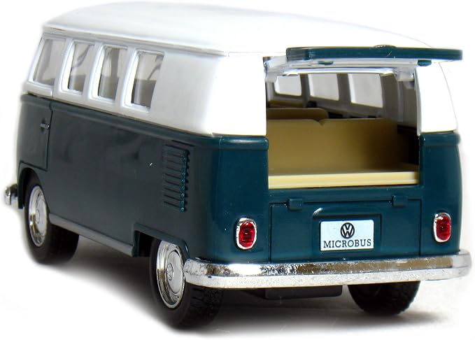 KiNSMART 1962 Volkswagen Classic Bus 1:32 Scale 5" Die Cast Metal Model Toy Van Pullback Acation (Green)
