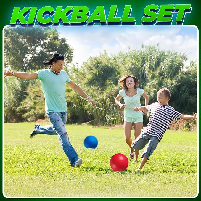 Red & Blue Kickball Set - (8.5 Inch) with Pump for Toddlers Kids & Adults - Gym Sports Toys - Fun Playground Balls for Kids Dodgeball, Four Square, PE, Games, Recess and More
