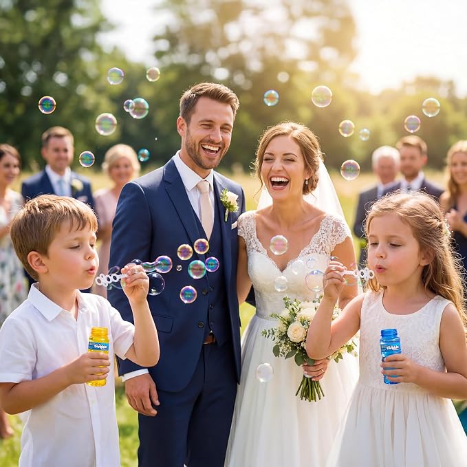 JOYIN Bubble Bottles 12 PCS (4oz Solution), Bubbles Wand Bulk for Party Favors for Kids, Toddler Summer Outside Toys Gift for Kids (12)