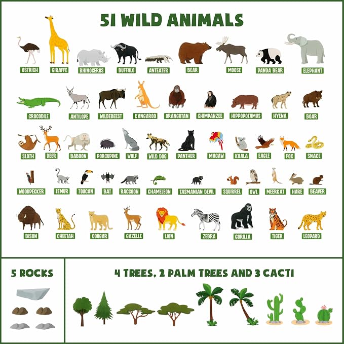 BONNYCO Felt Board for Toddlers with 116 Jungle Animals Figures. Montessori and Sensory Toys, Birthday Gifts for Kids 3-8 Years Old. Educational Games Learning Activities Christmas