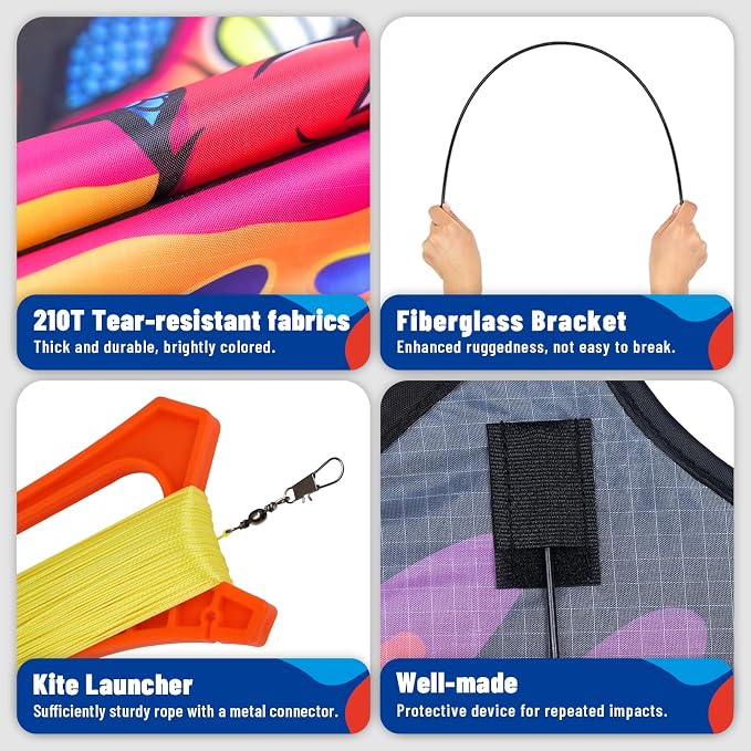 SGftre Complete Kite with Handle, Line & Accessories,Easy to Fly for Kids & Adults, Perfect for Beach, Park, Family Outdoor Activities