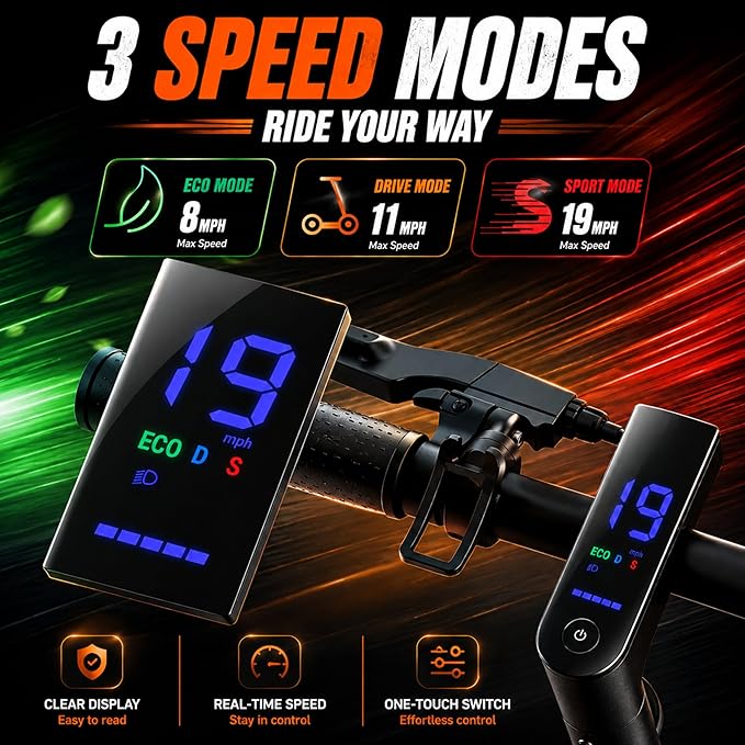 Electric Scooter, 350W-500W Motor, 9 MPH to 22MPH, 10-41 Miles Range, Dual Suspension, Dual Braking, App Control, Foldable Commuter E Scooter for Adults and Teens