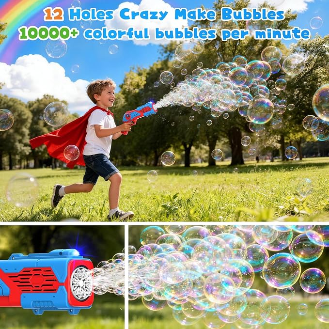 2PCS Bubble Gun for Kids, Spider Bubble Machine Gun with 4 Bubble Solution, Outdoors Toy, Easter, Halloween, Christmas, Party Favors, Birthday Gifts for Boys & Girls Ages 3 4 5 6 7 8