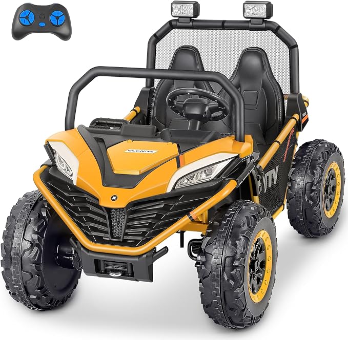 ELEMARA 24V Ride on Car for Kids, 2 Seater XL 20" Seat Ride on Toy, 10AH 4WD Battery Powered 4.5MPH Electric Car with Remote, 3 Speeds, Music Gift for Ages 3-8