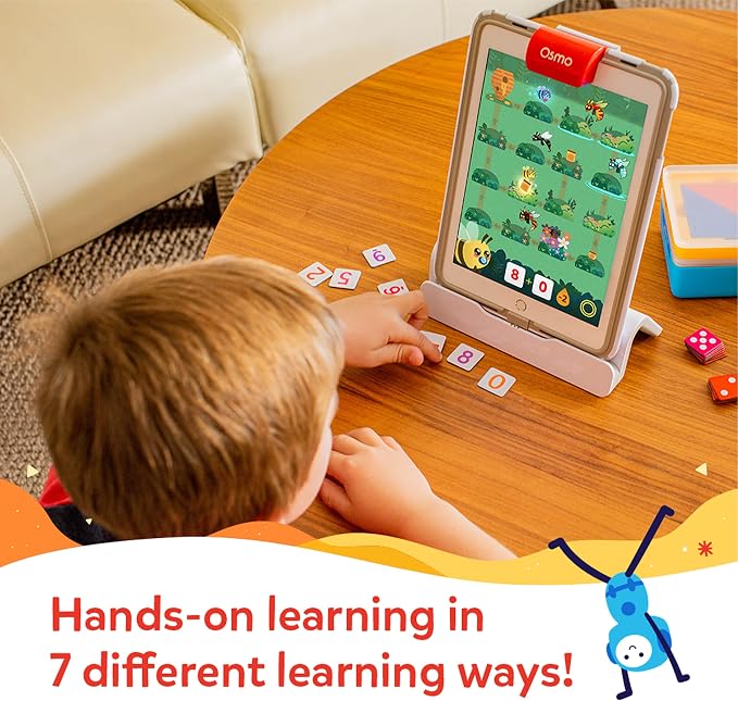 Osmo - Little Genius Starter Kit for iPad + Early Math Adventure & Detective Agency Game - 7 Learning Games - Ages 3-5 - Counting, Shapes, Phonics, Solve Global Mysteries iPad Base Included