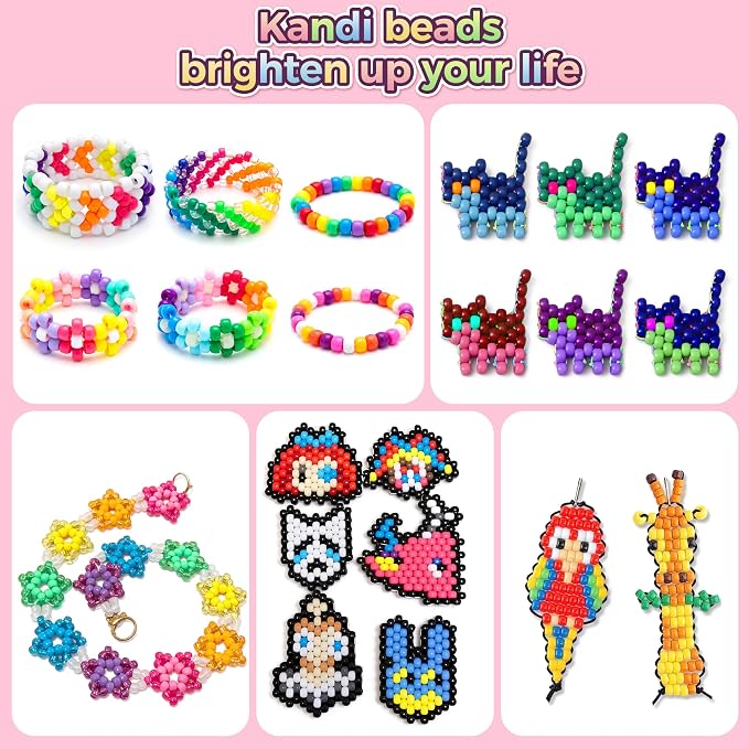 Redtwo 10000 Pcs Pony Beads for Bracelet Making Kit, 40 Colors Kandi Beads for Bracelets Jewelry Making, 6x9mm Hair Bead for Braids Key Chains DIY Crafts Gifts for Tween Girls