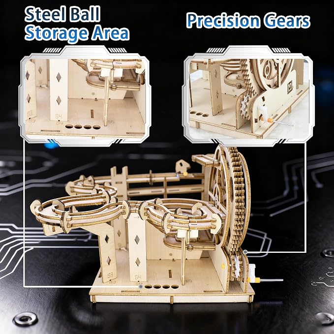 3D Wooden Puzzles Marble Run Set - 159PCS Mechanical Model Kit for Adults Wooden Puzzles, DIY Building Model Kit for Teens Age 14+ Years Old, Gift for Birthday Father's Day
