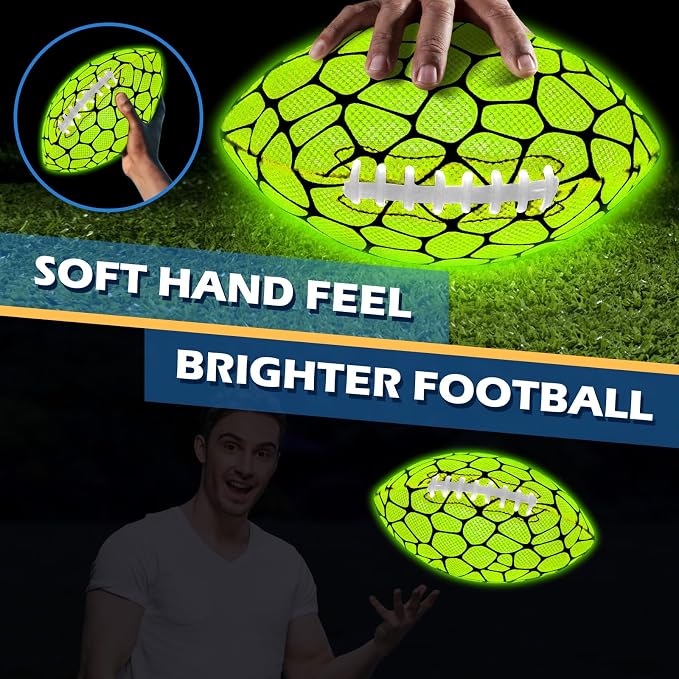 Jasonwell Glow in The Dark Football - Strong Grip Light Up Football Toy Stuff Gift Outdoor Sports Ball for Boys Kids Teen Junior Youth Adult Christmas Birthday Gifts for Ages 6-8 8-12 13+ Year Old