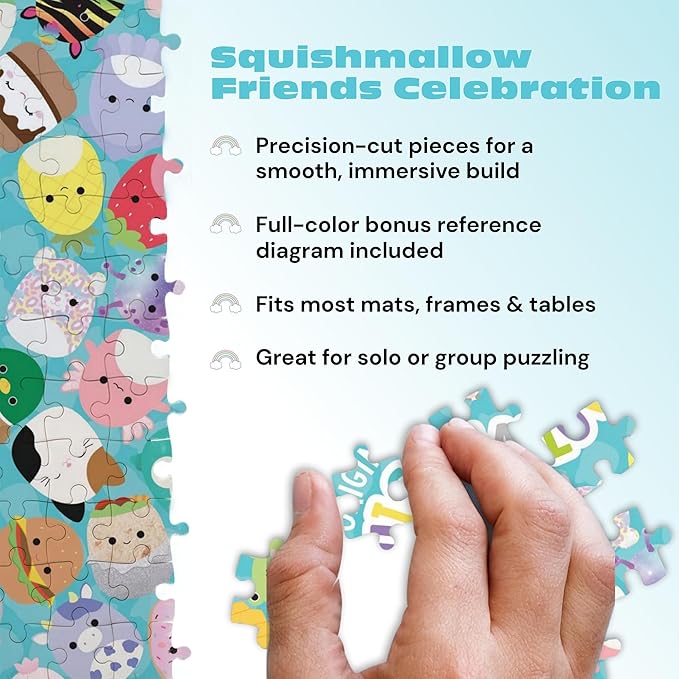 Buffalo Games Squishmallow Friends 300 Piece Jigsaw Puzzle - 21.25 x 15 in - Large Piece Puzzles for Adults - Colorful Collage - Sturdy Segments for Large-Format Game