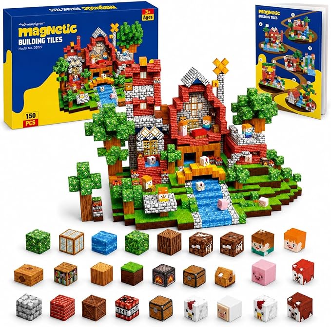 AuroraSynth 150PCS Magnetic Blocks - 0.8in Magnetic Building Blocks Cubes, Magnet Toys for Kids, Stacking Construction Magnets, School STEM Toys Birthday for Boys & Girls Ages 3+