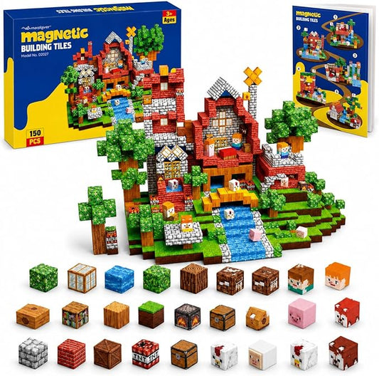 AuroraSynth 150PCS Magnetic Blocks - 0.8in Magnetic Building Blocks Cubes, Magnet Toys for Kids, Stacking Construction Magnets, School STEM Toys Birthday for Boys & Girls Ages 3+