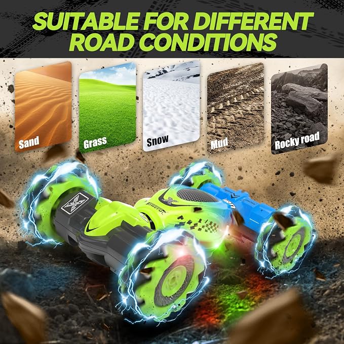 Dysaim Gesture RC Car Hand Controlled Stunt Car for 6-12 yr Boys Girls, 2.4GHz Remote Control Gesture Sensor Toy Drift Twist with Light Music for Kids Birthday Xmas Gift