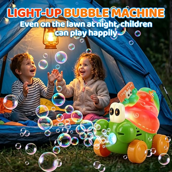 Crab Bubble Machine for Kids,Handheld or Push Bubble Maker Blower,Bubble Lawn Mower W/Lights,Outdoor Toys Birthday Gift for Toddlers Boys Girls 3 4 5 6 Years Old (USB Rechargeable)