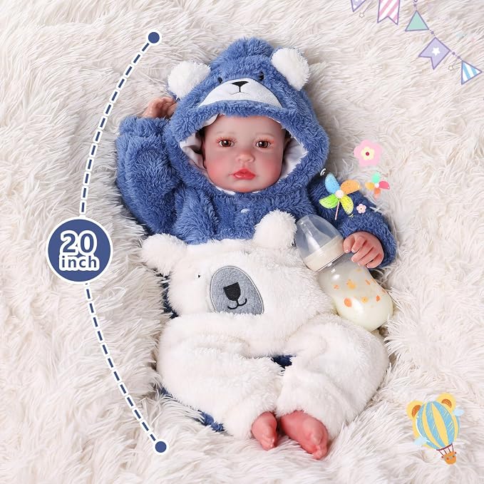 BABESIDE Reborn Baby Doll Boy - 20 Inch Lifelike Soft Vinyl Realistic Baby Dolls with Poseable Body & Accessories, Real Life Newborn Baby Doll for Cuddling, Playtime & Gift for Kids Ages 3+