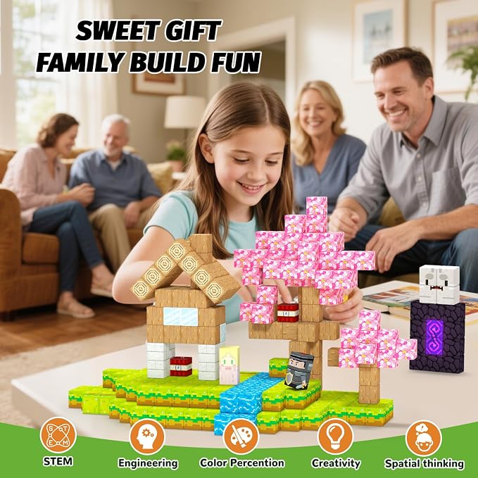 100PCS Magnetic Blocks- Easter Basket Stuffers for Kids, Magnet Toys for 3 4 5 6 7 8 Year Old,Children Sensroy Toys & Games, Christmas Birthday Gifts for Boys & Girls Ages 3+