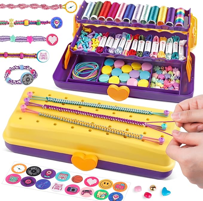 TingingYuli Friendship Bracelet Making Kit for Girls Ages 8-12, DIY String Bracelet Maker with 3-Layer Storage Box, Jewelry Making Kit Arts and Crafts Toy Gift for Kids Ages 6-12