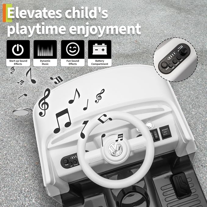 6V Licensed Volkswagen Electric Ride-on Car for Toddlers with 4.5AH Long-Lasting Power Battery, Ride on Bus with Led Light, Horn and Music, Battery Powered Ride on Toy for Kids - Gift for Sweets