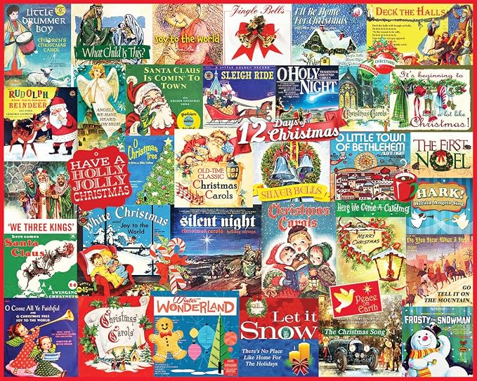 White Mountain 1000 Piece Jigsaw Puzzle Winter Christmas Holiday Puzzles for Adults and Teens 24"x30" Large Pieces - Chrismas Carols