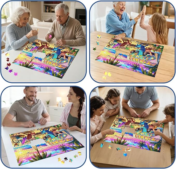 Sunset Beach Camp Puzzles for Adults 1000 Pieces,Challenging Jigsaw Puzzles for Adults 1000 Pieces,Difficult Impossible Puzzle for Family Game Night,Summer Puzzles Gifts for Father's Day