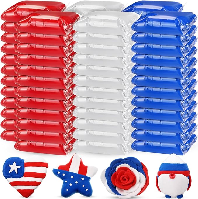 WinnerWhy 72 Pcs 38oz Air Dry Modeling Clay Ultra Light Modeling Clay for Kids DIY for Sculpting Air Dry School Gift (White, Red, Blue)