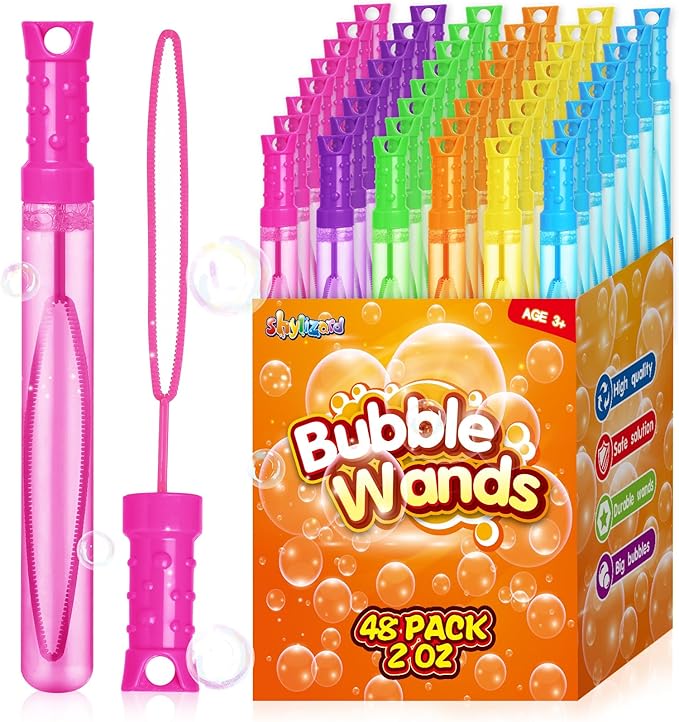 48PCS Bubble Wands for Kids,Bulk Bubble Wand for Kids Party Favor, Bubble Maker for Party Favor,Birthday,Goodie Bags, Wedding, Carnival Prizes, Summer Outdoor Toy Gifts, Assortment 6 Colors