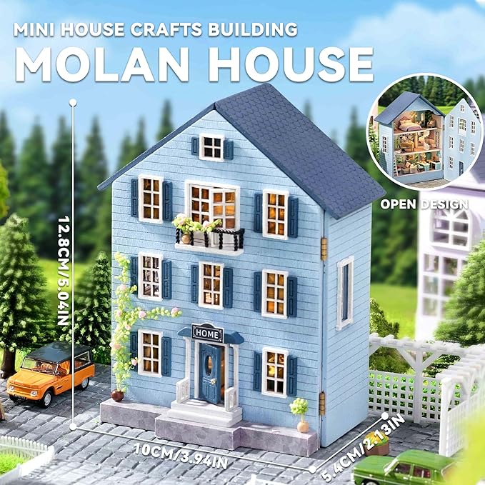 Flever Dollhouse Miniature DIY House Kit Creative Room with Furniture for Romantic Valentine's Gift (Molan House)