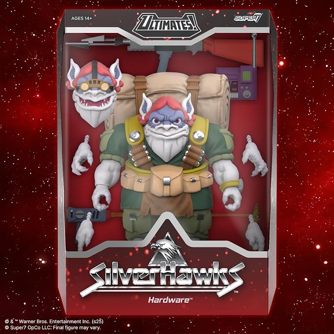 Super7 ULTIMATES! SilverHawks Hardware (Toon) - 7" SilverHawks Action Figure with Accessories - Classic Cartoon Collectibles and Retro Toys
