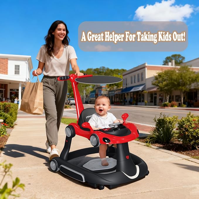 6-in-1 Foldable Baby Walker Activity Center Bouncer Rocker 6-18 Mons