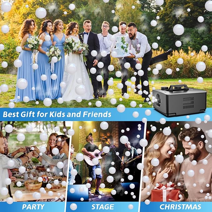 Wisdomlit Fog Bubble Machine, 2-in-1 No-Spill Smoke Bubble Machine (Black) | 400W Power, 2 Bubble Modes, 8000+ Colorful or Fog-filled Bubbles, Great for Indoor Outdoor Halloween Party