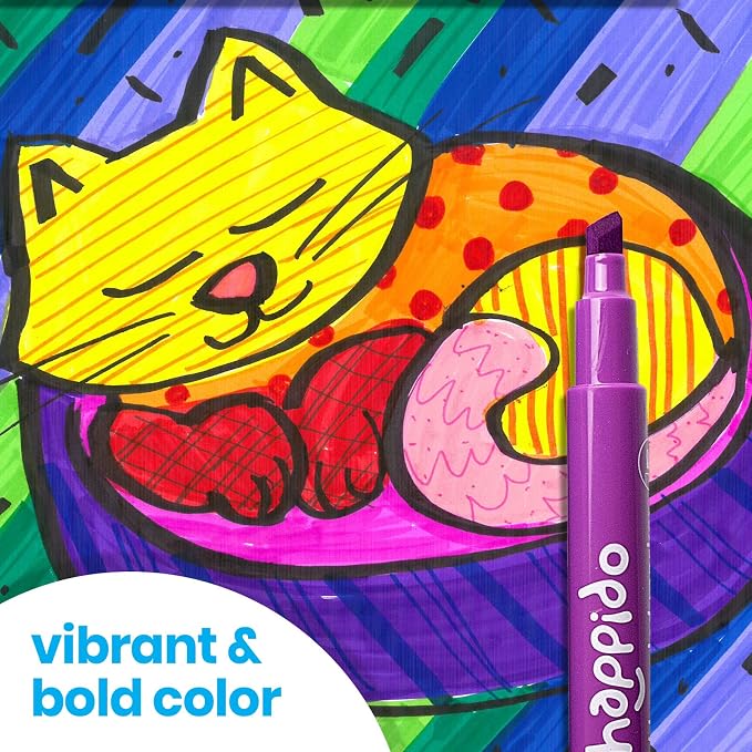 International Arrivals Double Sided Marker Sets for Kids Happido, Set of 24 Water Based Non Toxic Markers with Case, Great School Supplies, Art and Stationery Set