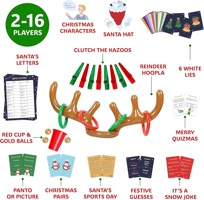 Gutter Games 12 Games of Christmas - Family Game Night Pack for Kids and Teens - Hilarious Christmas Party Games for Adults and Family Party - Complete Entertainment Package - Multicolor