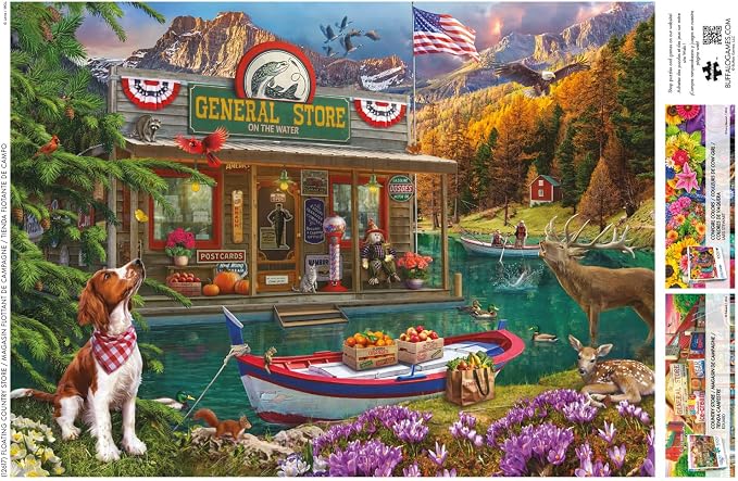 Buffalo Games Lena Country Life Floating Country Store 1000 Piece Jigsaw Puzzle - 26.75 x 19.75 in - Jigsaw Puzzles for Adults - Includes Full Color Poster - Focus & Relaxation