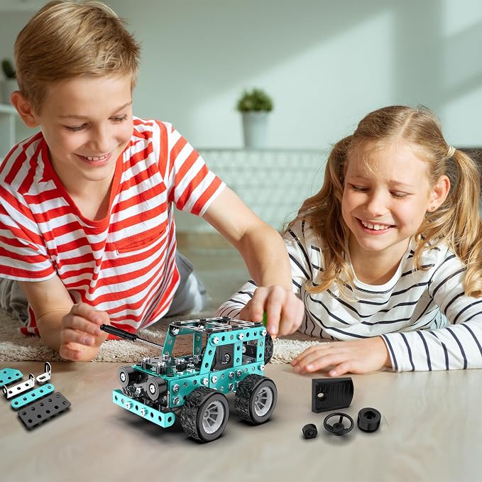 Car Model Building Toys STEM Erector Set for Back to School Assembly Metal Jeep, Building Car DIY Interactive Construction Toy for Kids, Boys, and Girls Age 6-14