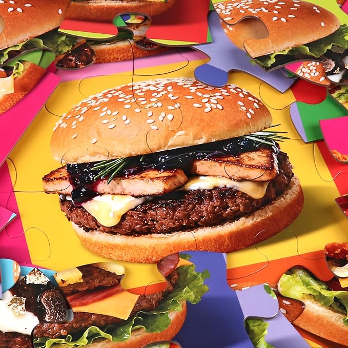IFLOVE Hamburger Floor Puzzle for Kids — 48 Piece Jumbo Burger Jigsaw Puzzle, Food-Themed Puzzle with Colorful Hamburgers, Educational Toy Birthday for Boys Girls Ages 3-8