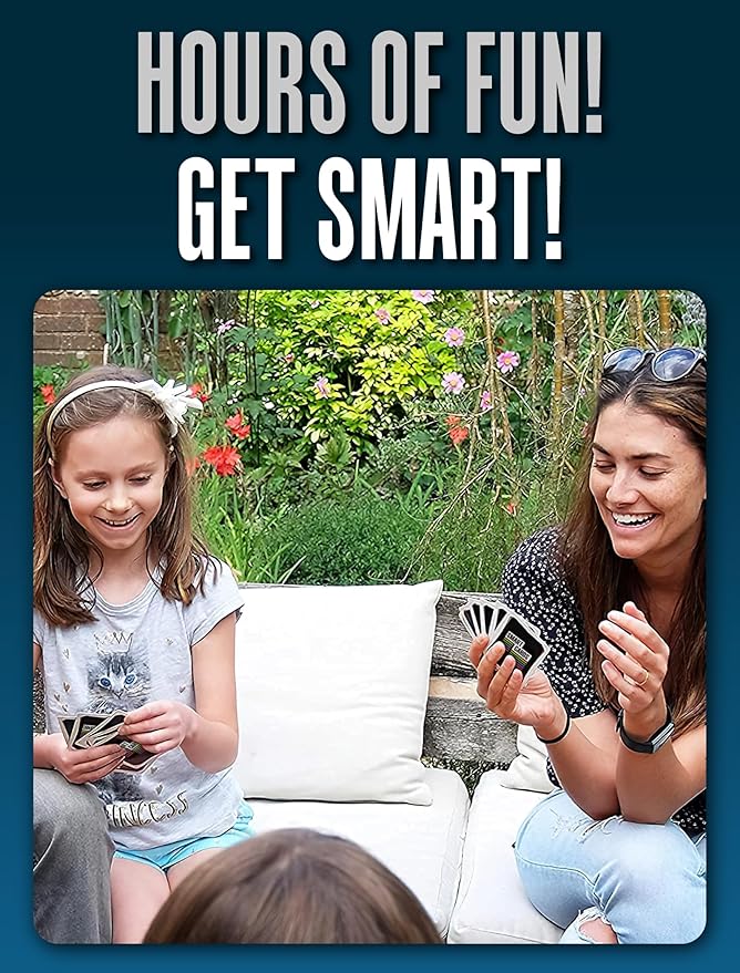 SMART CARDS Trains Card Game. 50 Cards, 7 Games; Pairs, Snap, Trumps, Rummy, Train Trivia Facts Quiz. Top Travel Games, Gift, Stocking Stuffer, Age 5+, 1-8 Players