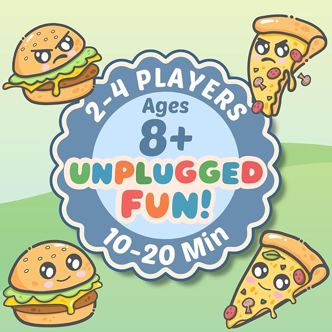 Tic Tac Twist Family Card Game for Kids, Teens & Adults | Quick & Easy Strategy Game for Game Night | Burger vs Pizza Tic Tac Toe with Fun Action Cards | Ages 8+ | 2-4 Players | 10-20 Min
