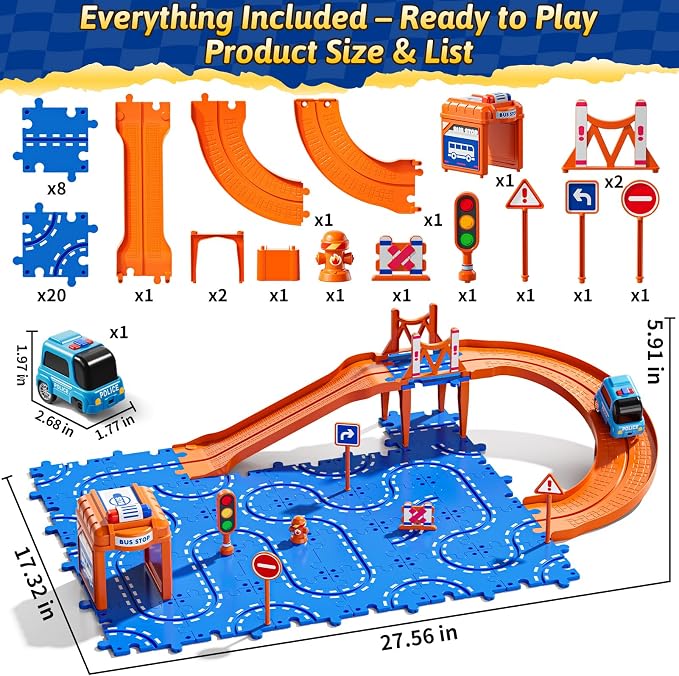 Floor Puzzles Race Track Cars Toys for Boys & Girls Age 3-5 4-7 | Birthday Gifts for 3 4 5 6 7 8 Year Old Kids