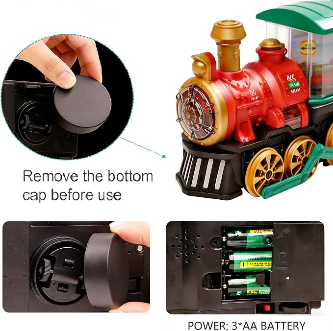 Electric Steam Train Toy for Toddlers 3-5,Bump and Go Truck w/Steam Locomotive,Smoke,Light & Sound, 360 Rotation Christmas Train Truck Toys Birthday Gift for Toddler 1 3 4 5 6 Year Old Boys Girls Kids