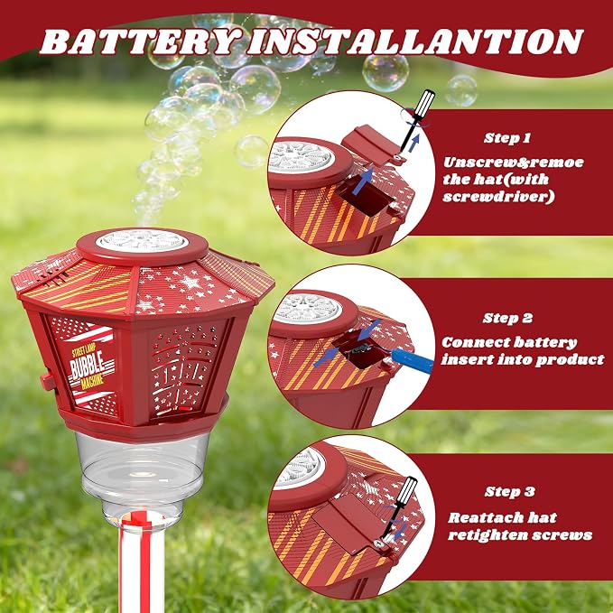Bubble Machine for Kids Bubble Blower Maker with Lights and Music Automatic Bubble Stand Machine for Parties Birthday Wedding Toddlers Kid Summer Outdoor Toys (Red)