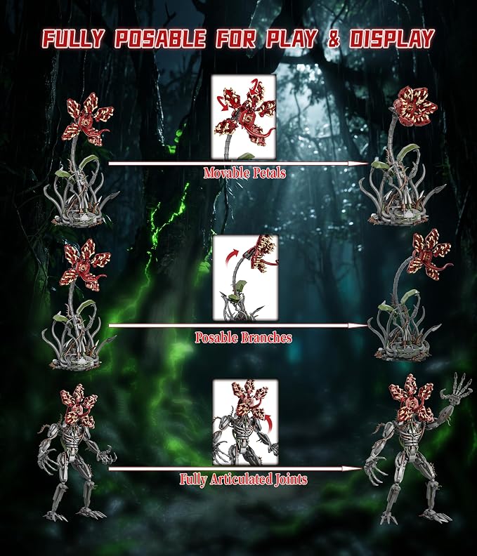 2-in-1 Transforming Carnivorous Plant Monster Building Kit – Strange Beast Figure to Creepy Mutant Flower, Creative Building Toy Ideal for Horror & Fantasy Fans