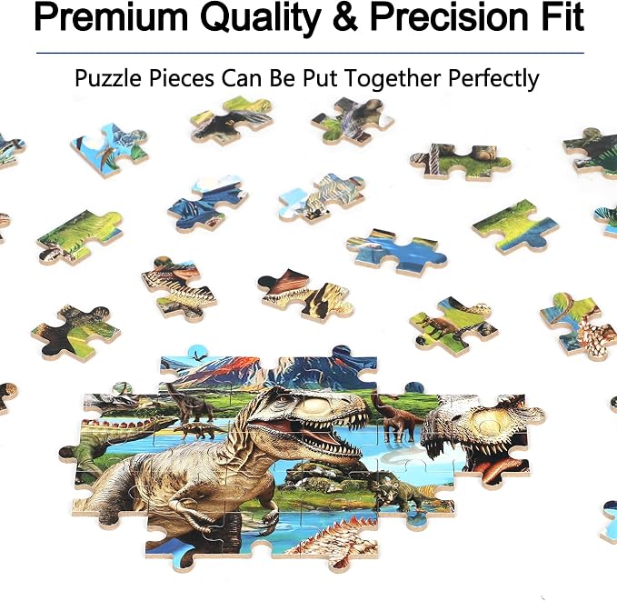 MZZOTOY Dinosaur World Puzzles for Kids Ages 4-8, 100 Pieces Jigsaw Puzzles for Kids Ages 3-5 Puzzle for Girls and Boys Learning Educational Puzzles Toys in a Metal Box