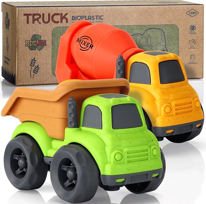 Toddler Toys for 2 Year Old Boy, Dump Truck Toys and Mixer Cement, BPA Free, Phthalates Free, PVC, Outdoor Toys for Toddlers 2-3, Ideal Toy Cars for 2 3 4 Year Old Boy Christmas Birthday Gift