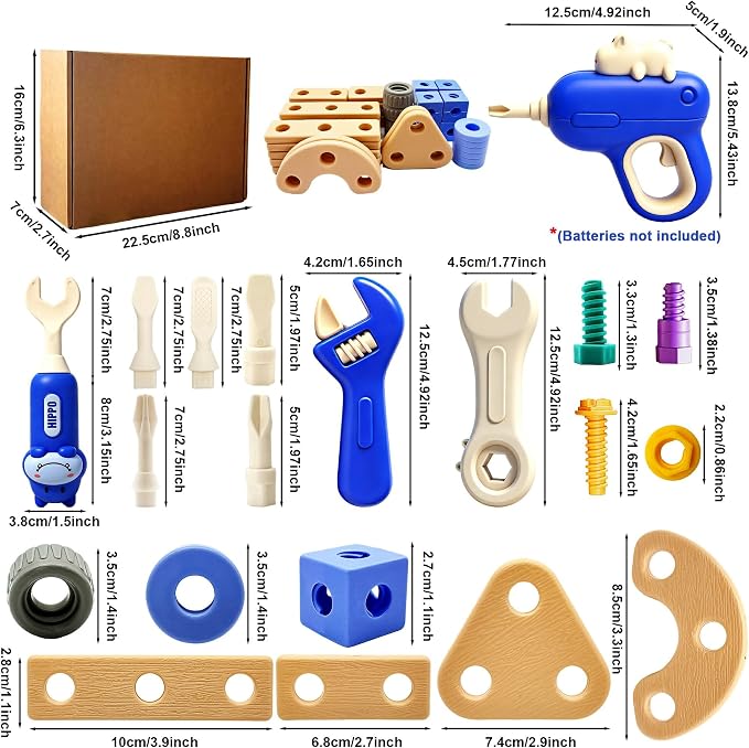 Kids STEM Building Toys For Ages 3-5 4-6 4-8 5-7 6-8 Years Old Boy Birthday Gift,101 Pcs Preschool Educational Construction Toys Tools Set With Drill,Toddler Design Drill Screw Toys (blue101)