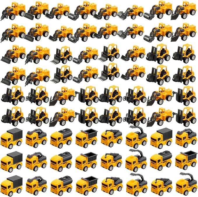 Libima 72 Pcs Construction Toys for Construction Party Favors, Fire Fighting Vehicles Tractor Military Truck Toys Small Sand Trucks Excavator Toy for Birthday Gift, 16 Styles(Engineering Vehicles)