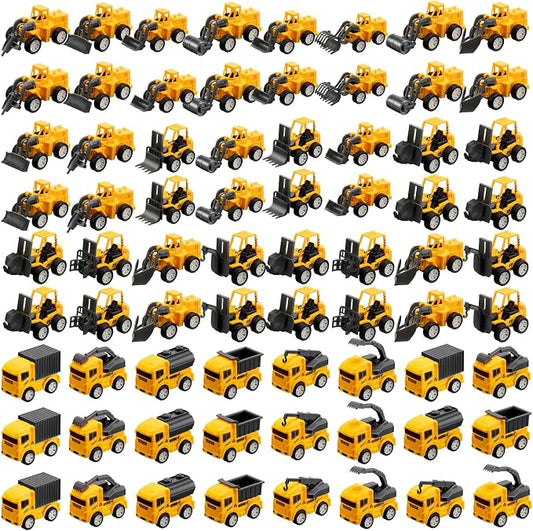 Libima 72 Pcs Construction Toys for Construction Party Favors, Fire Fighting Vehicles Tractor Military Truck Toys Small Sand Trucks Excavator Toy for Birthday Gift, 16 Styles(Engineering Vehicles)