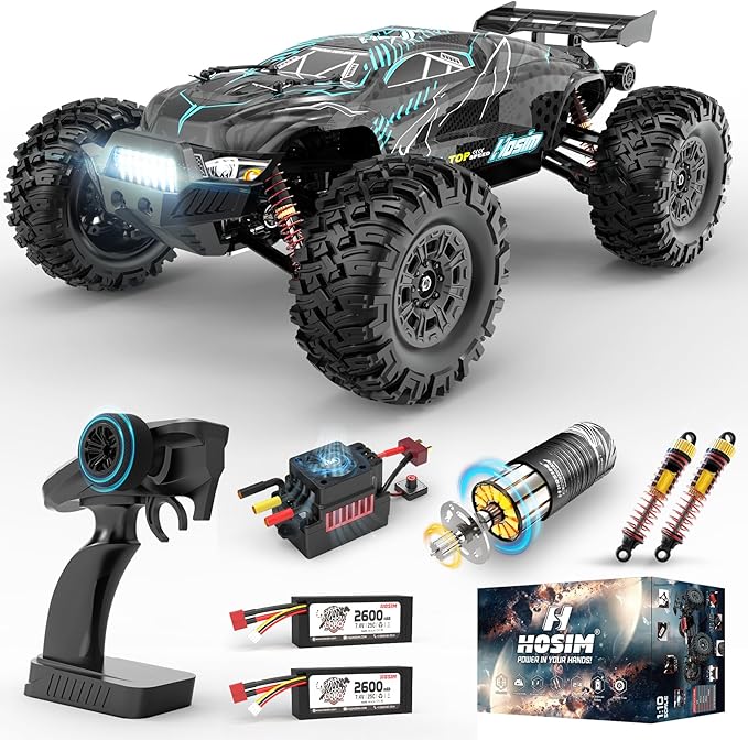 Hosim 1/10 Off Road RC Cars Fast 68KM/H, Electric RTR Brushless RC Car for Adults, High Speed Monster Truck Hobby Remote Control Car, Waterproof RC Truck 4x4 All Terrain Buggy Toy Gift for Age 8+